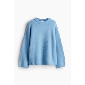 NWOT HM Edition Blue Mohair Wool Blend Oversized Crewneck Sweater Small 12428771